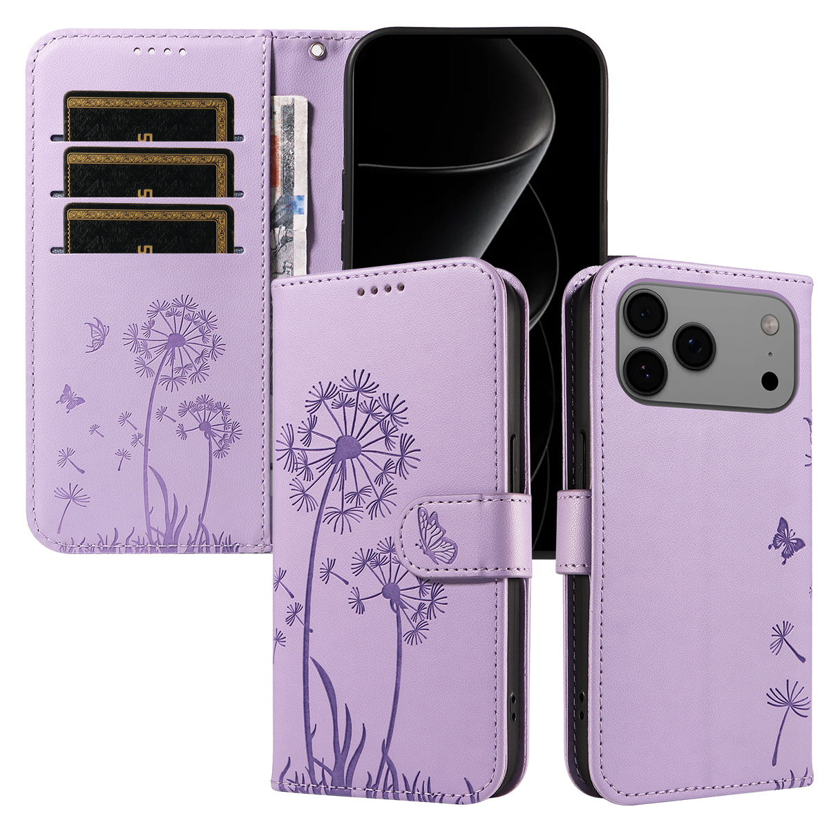 Magnetic Wallet Case Phone Case with Garden Floral Design, Compatible with iPhone 17/16/15/14/13/12/11/7/8 Full Series, Pro Max/Plus/Pro/Mini and XS Max/XR/X/XS, with Adjustable Strap and Card Slot, Unisex