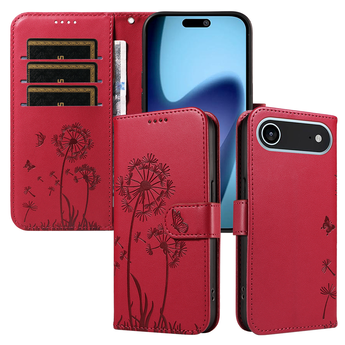 Magnetic Wallet Case Phone Case with Garden Floral Design, Compatible with iPhone 17/16/15/14/13/12/11/7/8 Full Series, Pro Max/Plus/Pro/Mini and XS Max/XR/X/XS, with Adjustable Strap and Card Slot, Unisex - Image 15