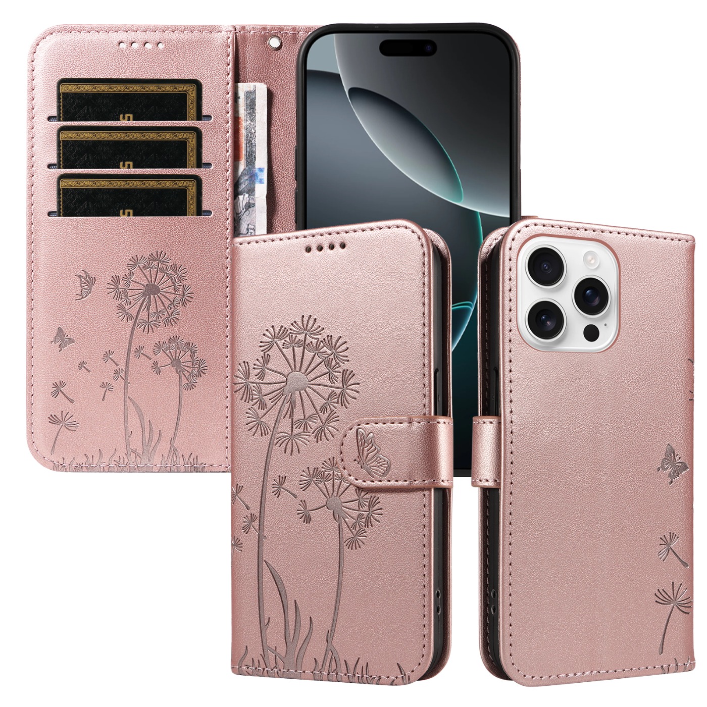 Magnetic Wallet Case Phone Case with Garden Floral Design, Compatible with iPhone 17/16/15/14/13/12/11/7/8 Full Series, Pro Max/Plus/Pro/Mini and XS Max/XR/X/XS, with Adjustable Strap and Card Slot, Unisex - Image 25