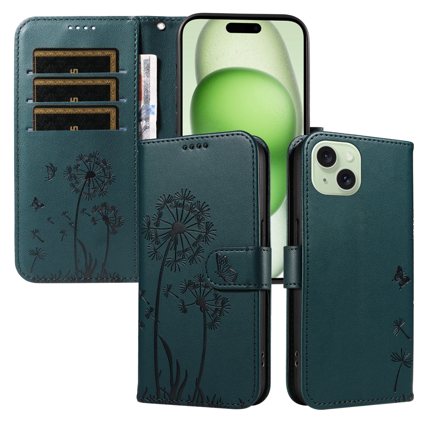Magnetic Wallet Case Phone Case with Garden Floral Design, Compatible with iPhone 17/16/15/14/13/12/11/7/8 Full Series, Pro Max/Plus/Pro/Mini and XS Max/XR/X/XS, with Adjustable Strap and Card Slot, Unisex - Image 44