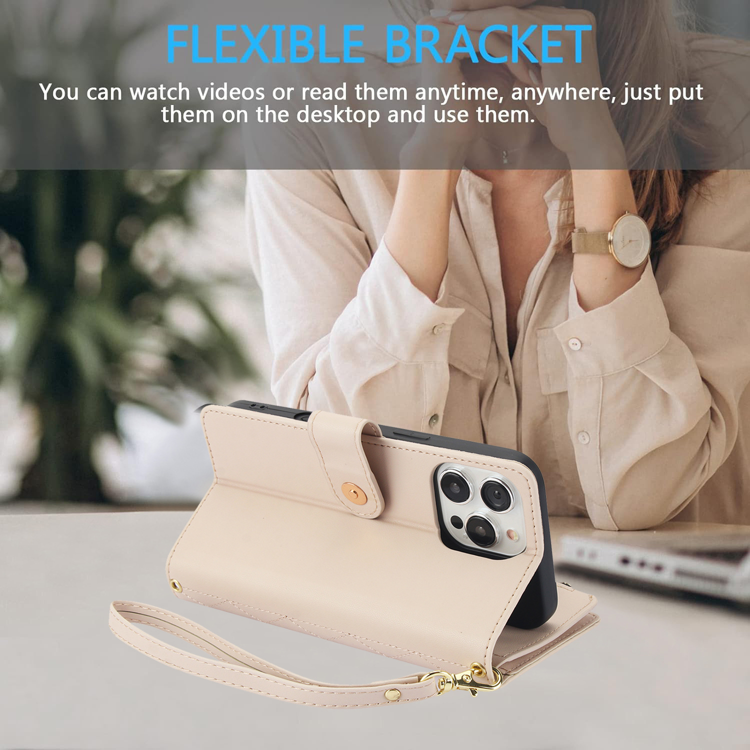 Wallet Case for iPhone 17/ 16e/ 16/ 15/ 14/ 13/ 12/ 11 Pro Max/ XR/ X/ XS/ XS Max/ 16 Plus/ 12 Mini/ 13 Mini/ SE 2020/ SE 2022/ Air 2025, Adjustable Crossbody Zipper Purse Case Card Holder with Kickstand Detachable Wrist Strap, Flip Folio Case