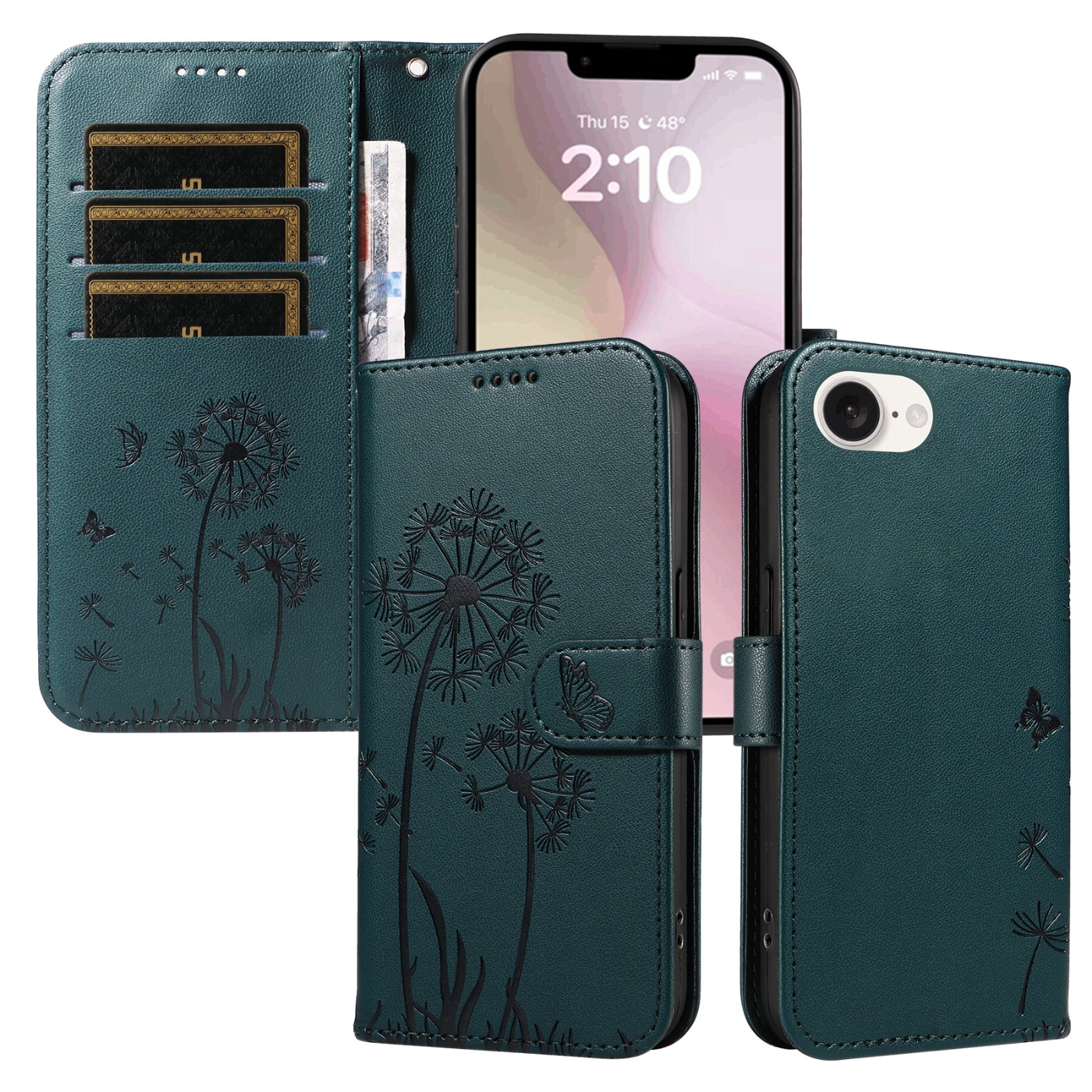 Magnetic Wallet Case Phone Case with Garden Floral Design, Compatible with iPhone 17/16/15/14/13/12/11/7/8 Full Series, Pro Max/Plus/Pro/Mini and XS Max/XR/X/XS, with Adjustable Strap and Card Slot, Unisex - Image 35