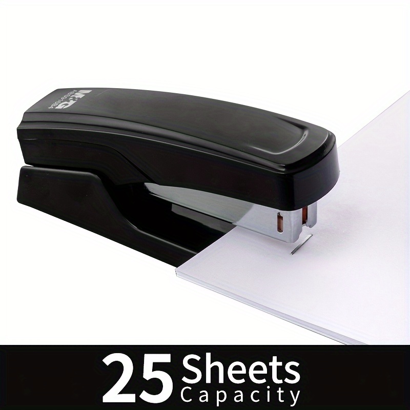 Manual Desktop Stapler, 25 Sheet Capacity, 1000 Staples Included, Plastic Stapler, Random Pattern on Body, for Office Home Students And Professionals