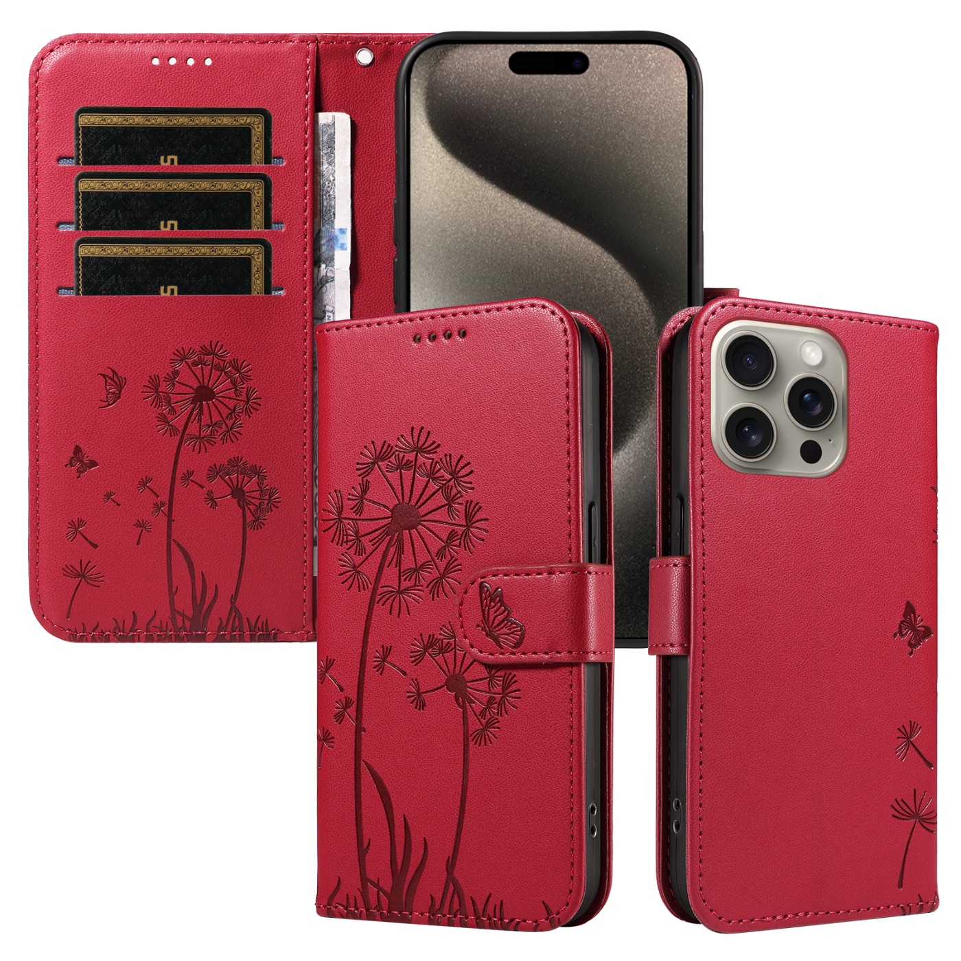 Magnetic Wallet Case Phone Case with Garden Floral Design, Compatible with iPhone 17/16/15/14/13/12/11/7/8 Full Series, Pro Max/Plus/Pro/Mini and XS Max/XR/X/XS, with Adjustable Strap and Card Slot, Unisex - Image 39