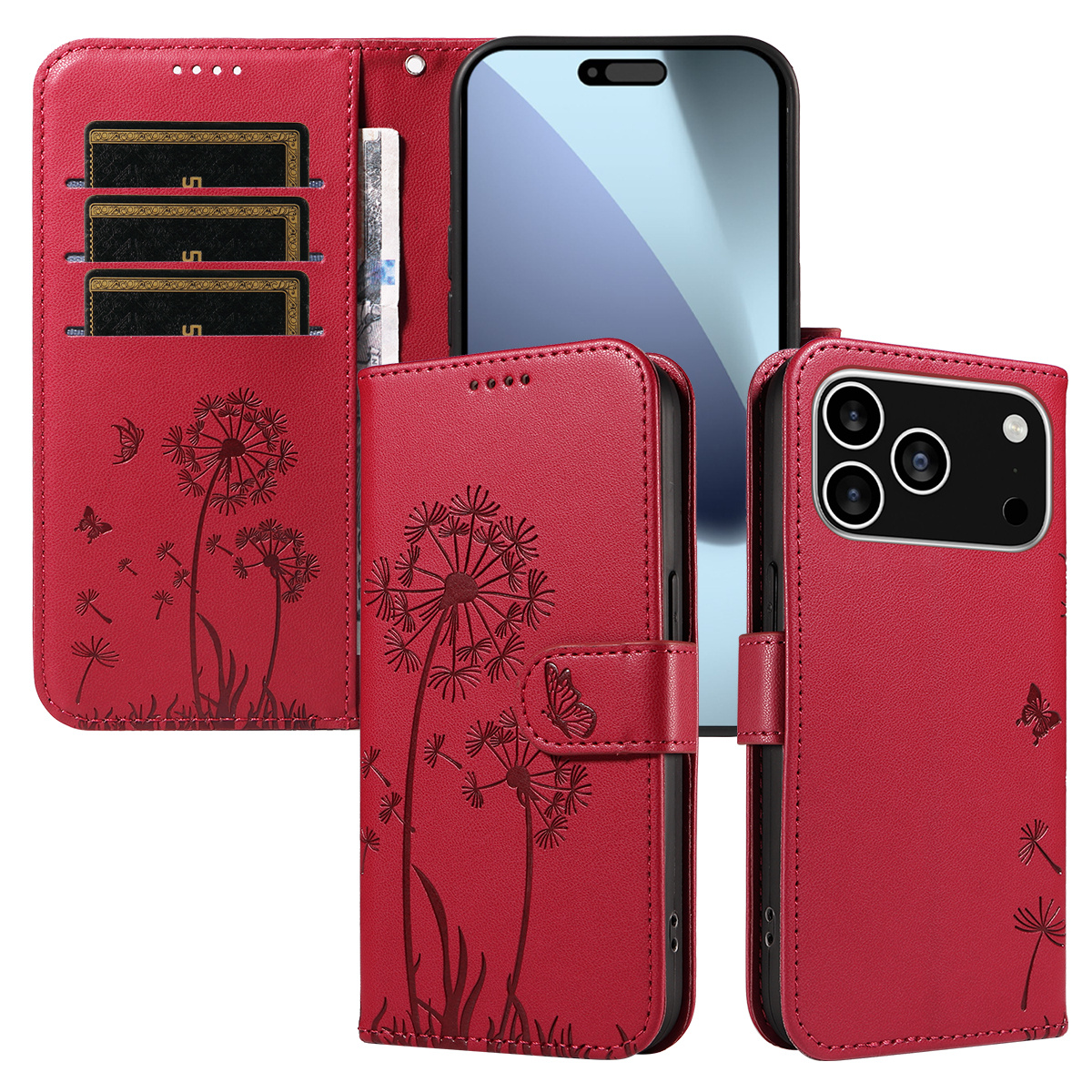 Magnetic Wallet Case Phone Case with Garden Floral Design, Compatible with iPhone 17/16/15/14/13/12/11/7/8 Full Series, Pro Max/Plus/Pro/Mini and XS Max/XR/X/XS, with Adjustable Strap and Card Slot, Unisex - Image 9