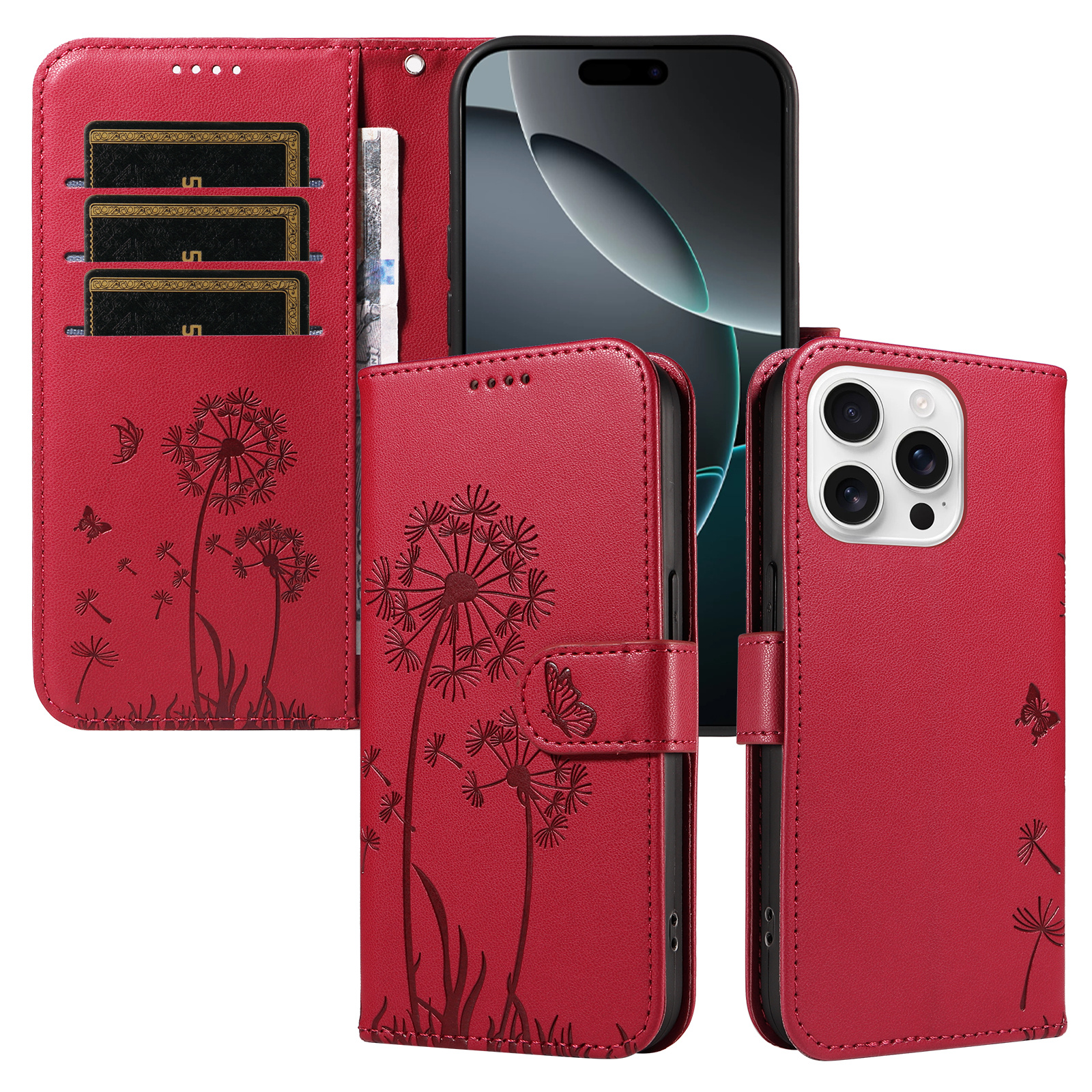 Magnetic Wallet Case Phone Case with Garden Floral Design, Compatible with iPhone 17/16/15/14/13/12/11/7/8 Full Series, Pro Max/Plus/Pro/Mini and XS Max/XR/X/XS, with Adjustable Strap and Card Slot, Unisex - Image 24