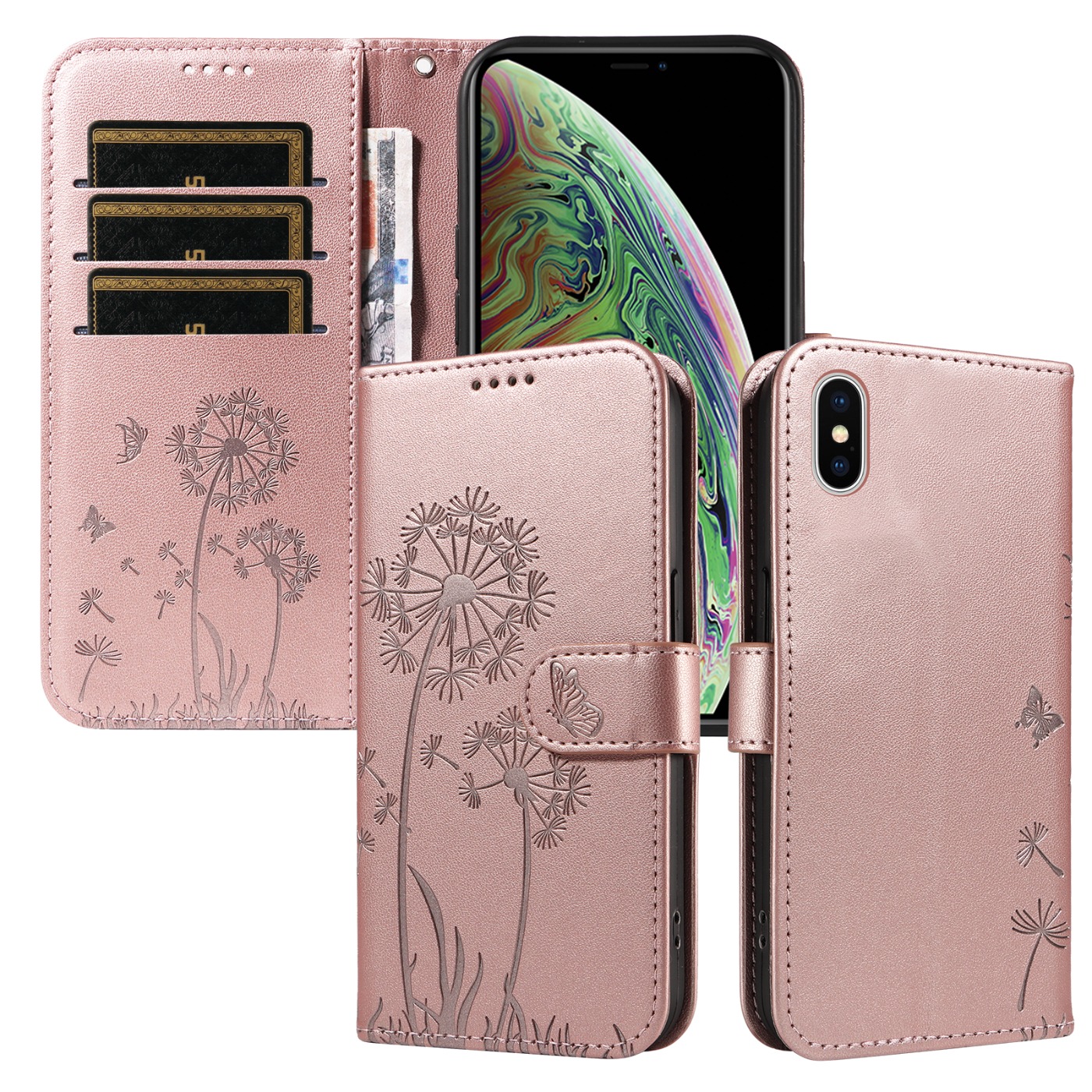 Magnetic Wallet Case Phone Case with Garden Floral Design, Compatible with iPhone 17/16/15/14/13/12/11/7/8 Full Series, Pro Max/Plus/Pro/Mini and XS Max/XR/X/XS, with Adjustable Strap and Card Slot, Unisex - Image 70