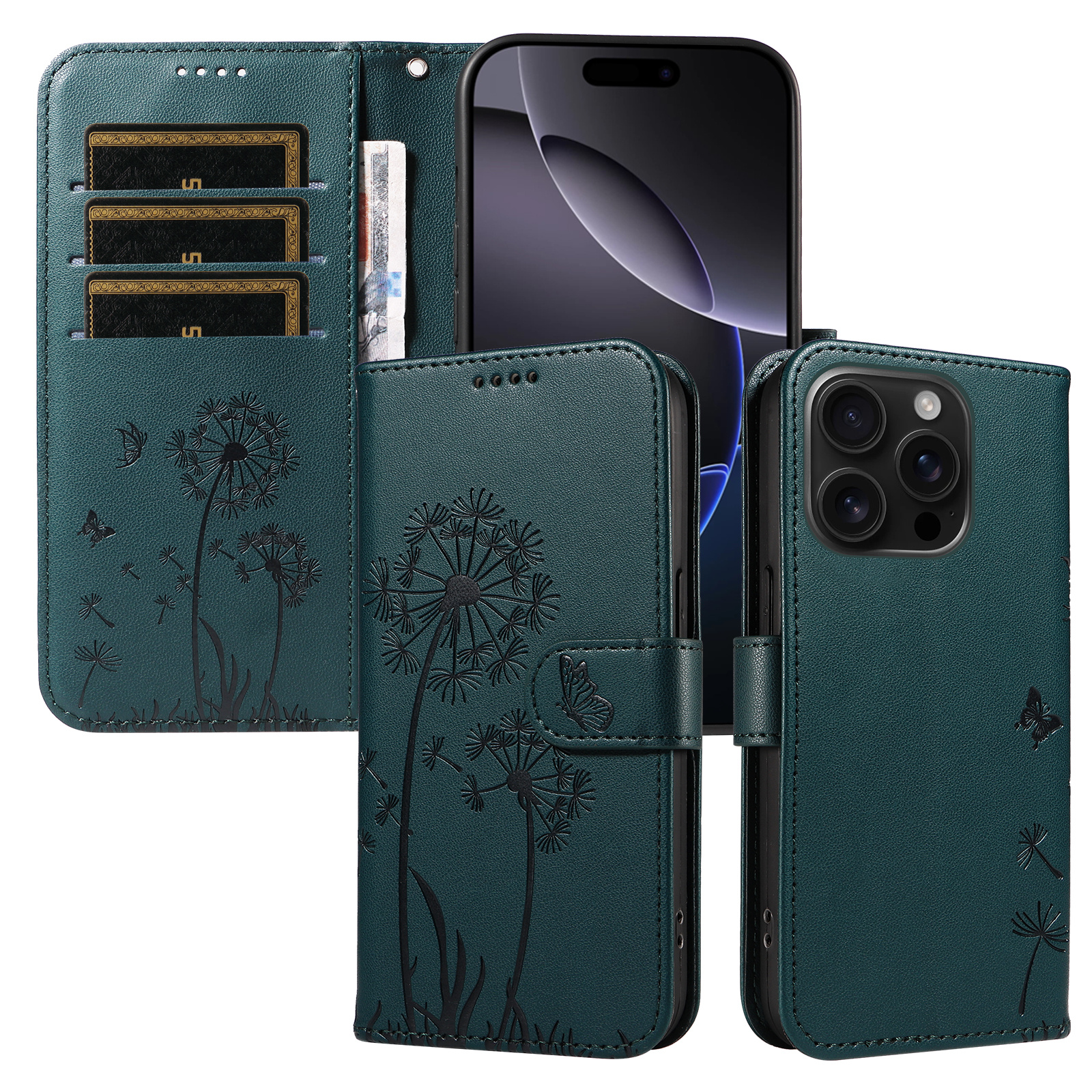 Magnetic Wallet Case Phone Case with Garden Floral Design, Compatible with iPhone 17/16/15/14/13/12/11/7/8 Full Series, Pro Max/Plus/Pro/Mini and XS Max/XR/X/XS, with Adjustable Strap and Card Slot, Unisex - Image 32