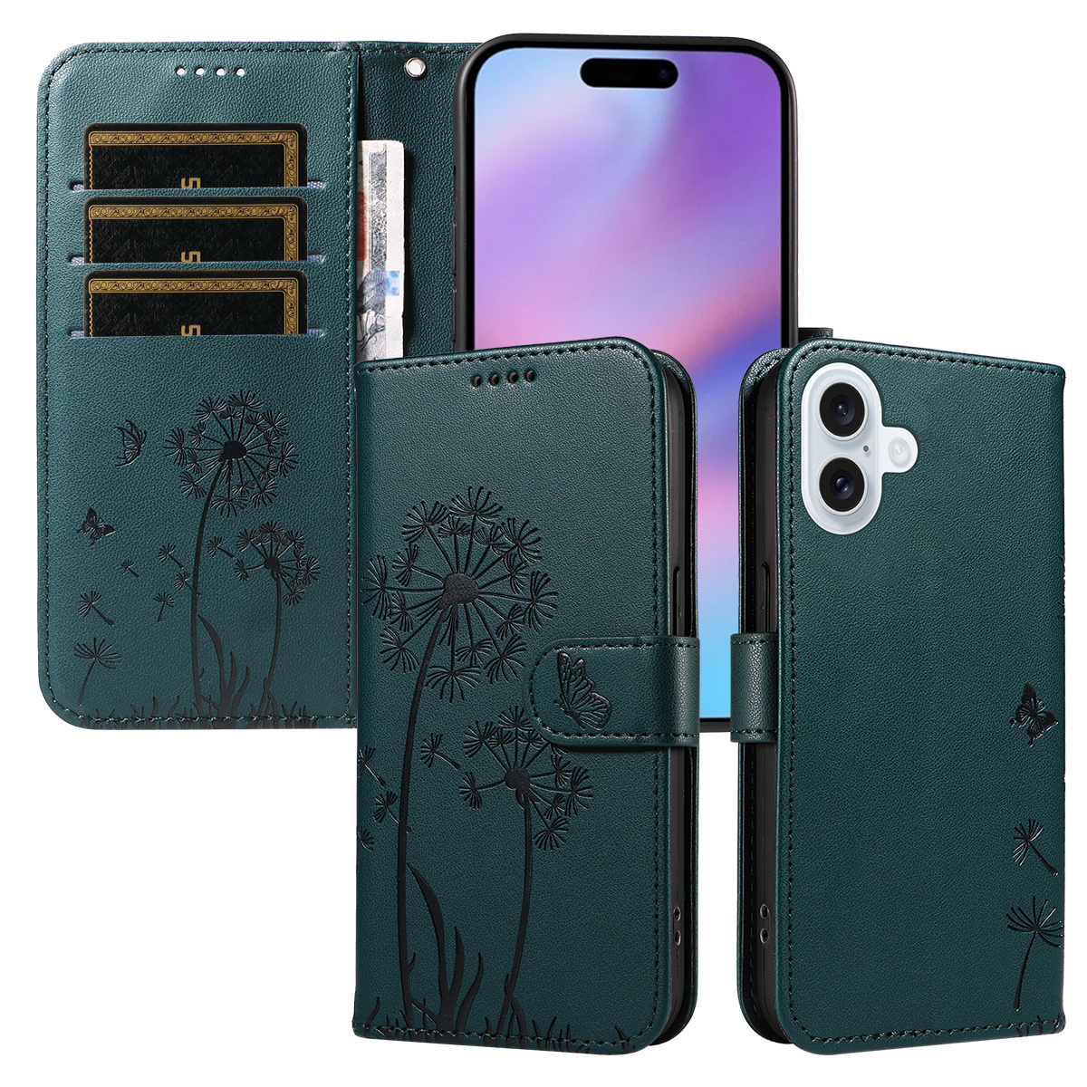 Magnetic Wallet Case Phone Case with Garden Floral Design, Compatible with iPhone 17/16/15/14/13/12/11/7/8 Full Series, Pro Max/Plus/Pro/Mini and XS Max/XR/X/XS, with Adjustable Strap and Card Slot, Unisex - Image 23