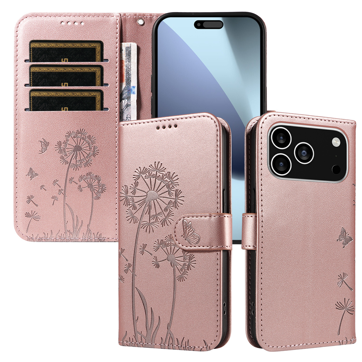 Magnetic Wallet Case Phone Case with Garden Floral Design, Compatible with iPhone 17/16/15/14/13/12/11/7/8 Full Series, Pro Max/Plus/Pro/Mini and XS Max/XR/X/XS, with Adjustable Strap and Card Slot, Unisex - Image 11