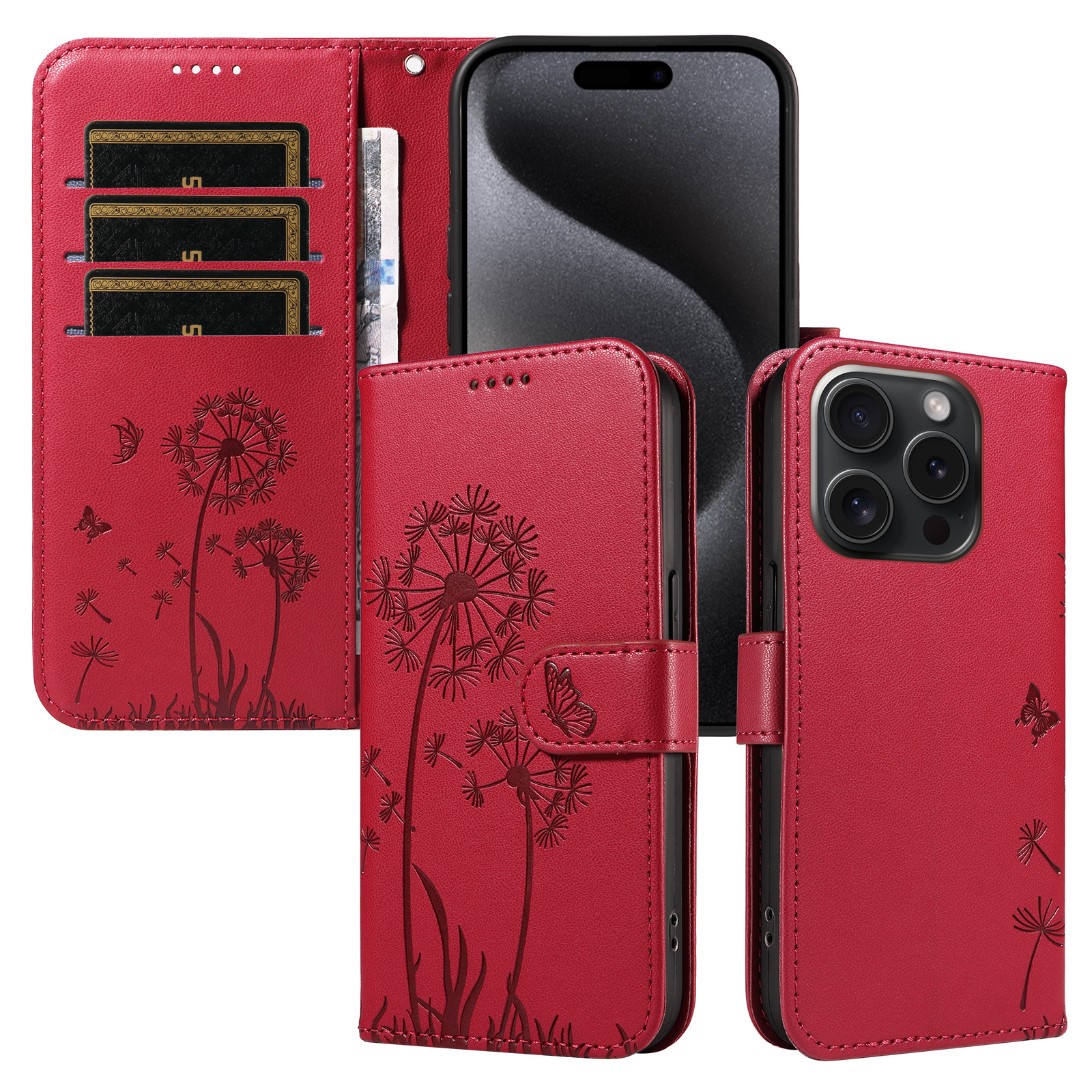 Magnetic Wallet Case Phone Case with Garden Floral Design, Compatible with iPhone 17/16/15/14/13/12/11/7/8 Full Series, Pro Max/Plus/Pro/Mini and XS Max/XR/X/XS, with Adjustable Strap and Card Slot, Unisex - Image 45