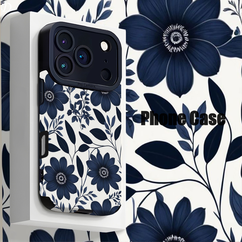 Phone Case - Blue Flower And Leaf Pattern Phone Case for Iphone 16, 16Plus, 16Pro, 16Promax, Iphone 17, 17Pro, 17Promax, 17AIR, 15, 15Pro, 15Promax, 14, 14Pro, 14Promax, 13, 13Pro, 13Promax, 12, 12Promax, 11, 11Promax, Iphonex, 7 8P - Image 5