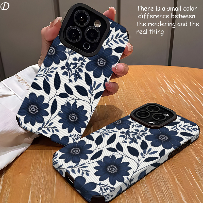 Phone Case - Blue Flower And Leaf Pattern Phone Case for Iphone 16, 16Plus, 16Pro, 16Promax, Iphone 17, 17Pro, 17Promax, 17AIR, 15, 15Pro, 15Promax, 14, 14Pro, 14Promax, 13, 13Pro, 13Promax, 12, 12Promax, 11, 11Promax, Iphonex, 7 8P