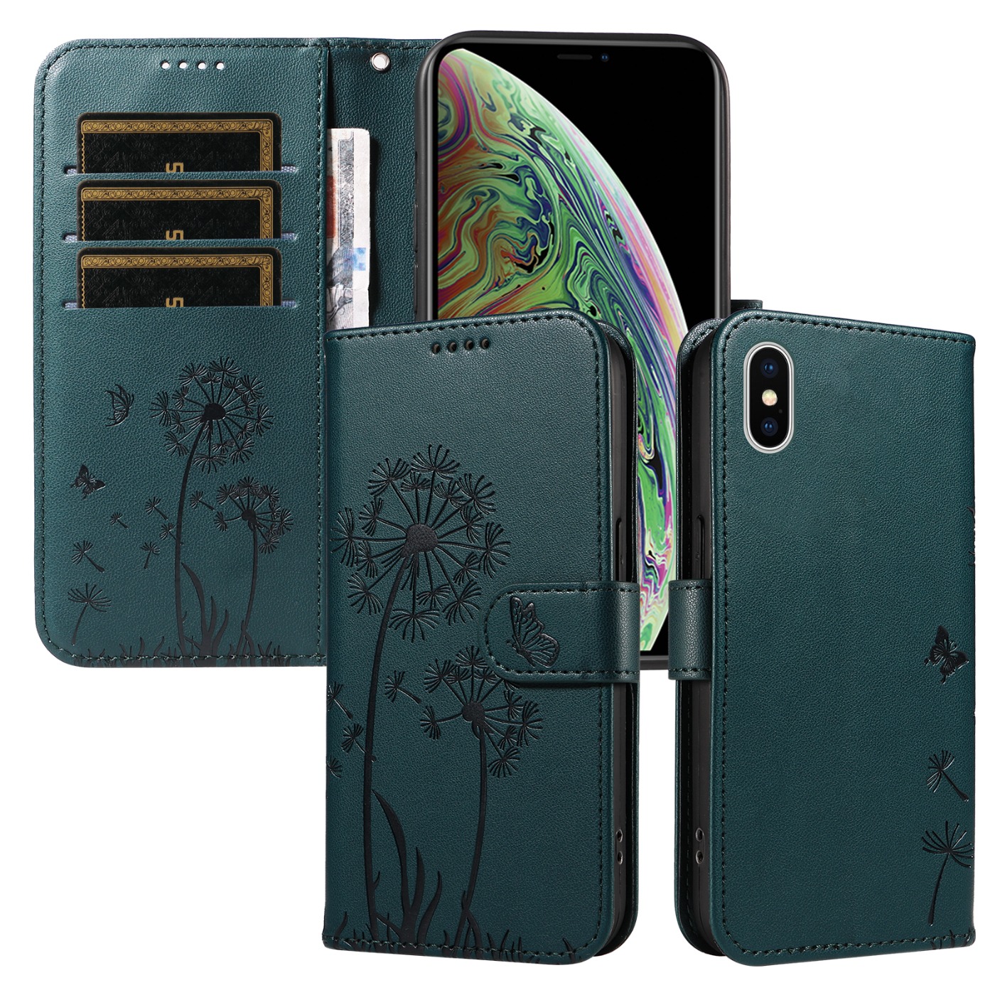 Magnetic Wallet Case Phone Case with Garden Floral Design, Compatible with iPhone 17/16/15/14/13/12/11/7/8 Full Series, Pro Max/Plus/Pro/Mini and XS Max/XR/X/XS, with Adjustable Strap and Card Slot, Unisex - Image 71