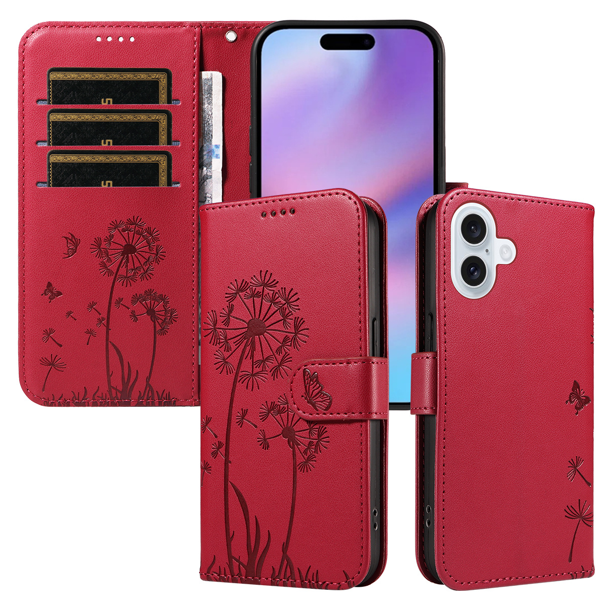 Magnetic Wallet Case Phone Case with Garden Floral Design, Compatible with iPhone 17/16/15/14/13/12/11/7/8 Full Series, Pro Max/Plus/Pro/Mini and XS Max/XR/X/XS, with Adjustable Strap and Card Slot, Unisex - Image 20