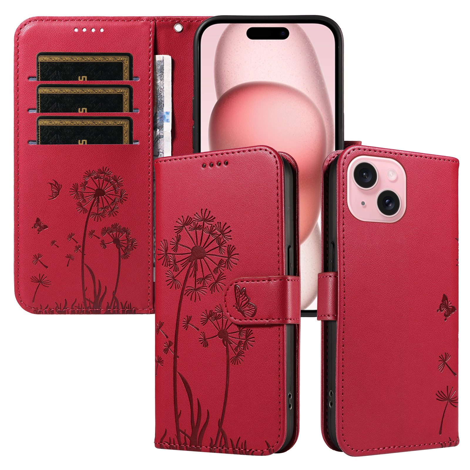Magnetic Wallet Case Phone Case with Garden Floral Design, Compatible with iPhone 17/16/15/14/13/12/11/7/8 Full Series, Pro Max/Plus/Pro/Mini and XS Max/XR/X/XS, with Adjustable Strap and Card Slot, Unisex - Image 48