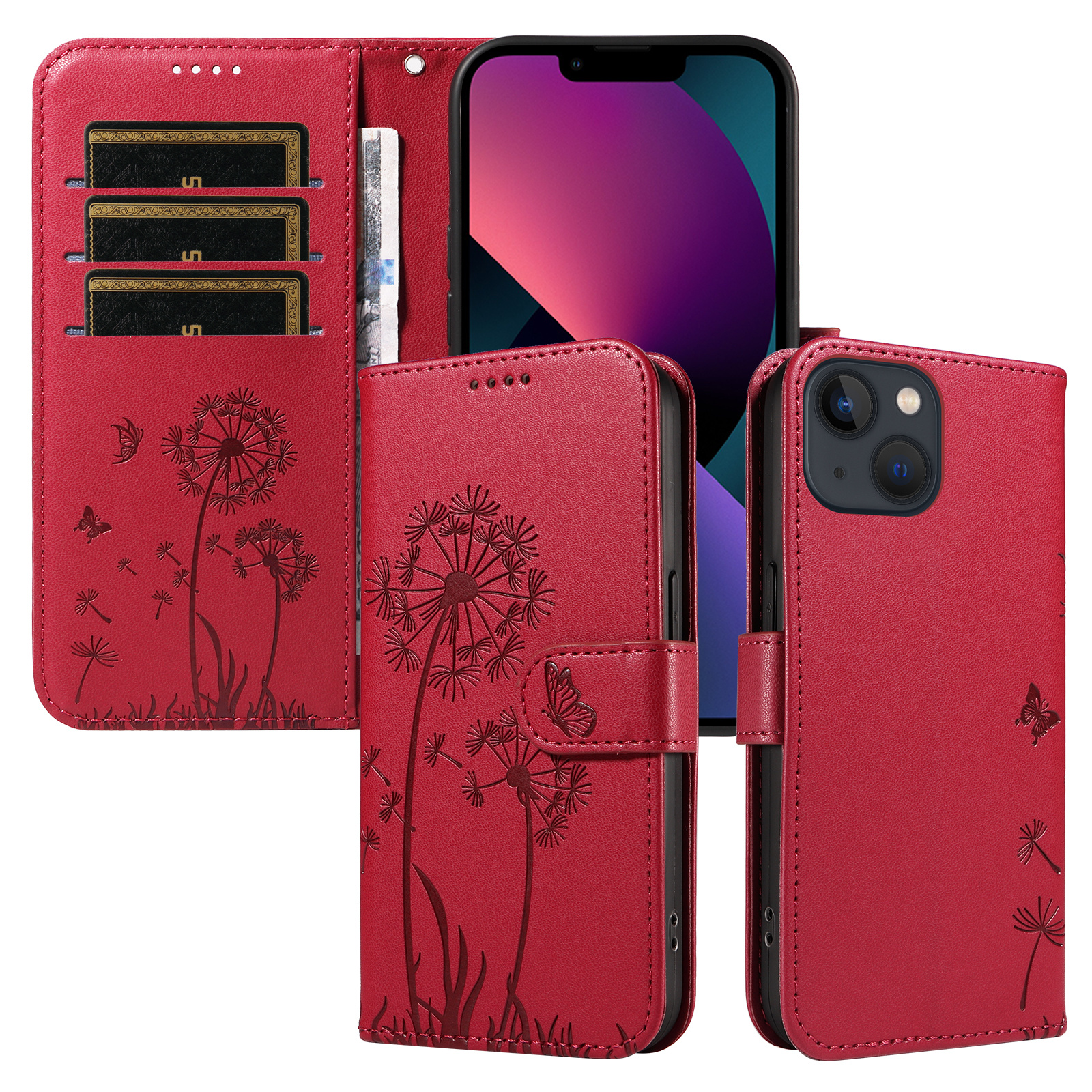 Magnetic Wallet Case Phone Case with Garden Floral Design, Compatible with iPhone 17/16/15/14/13/12/11/7/8 Full Series, Pro Max/Plus/Pro/Mini and XS Max/XR/X/XS, with Adjustable Strap and Card Slot, Unisex - Image 54