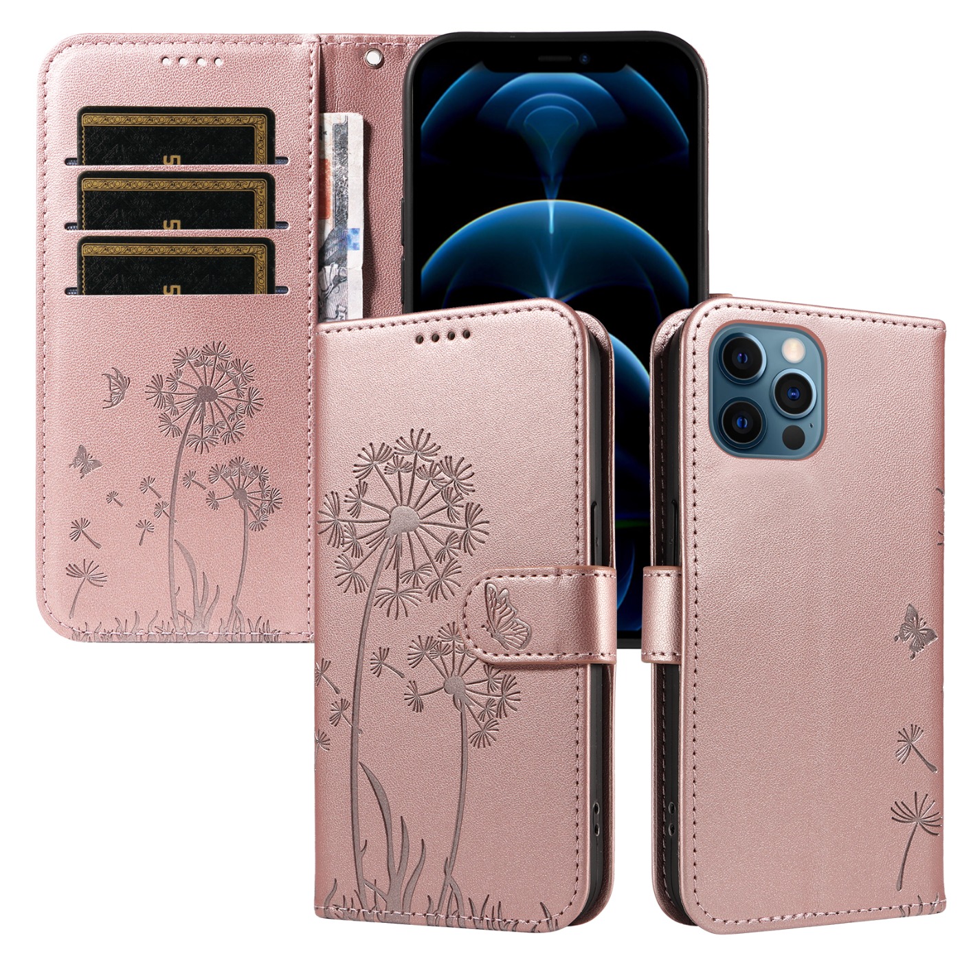 Magnetic Wallet Case Phone Case with Garden Floral Design, Compatible with iPhone 17/16/15/14/13/12/11/7/8 Full Series, Pro Max/Plus/Pro/Mini and XS Max/XR/X/XS, with Adjustable Strap and Card Slot, Unisex - Image 58