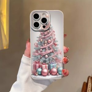 New Elegant - Premium Pink Christmas Tree - Creative Hot-Selling Phone Case - Compatible with iPhone 17 Air/17/16e/7/8/XR/XS/X/11/12/13/14/15/16/Pro/Pro Max/Plus - Shockproof Full Protection Phone Case/Printed Phone Case/UV Phone Case/New Phone Case - Gift