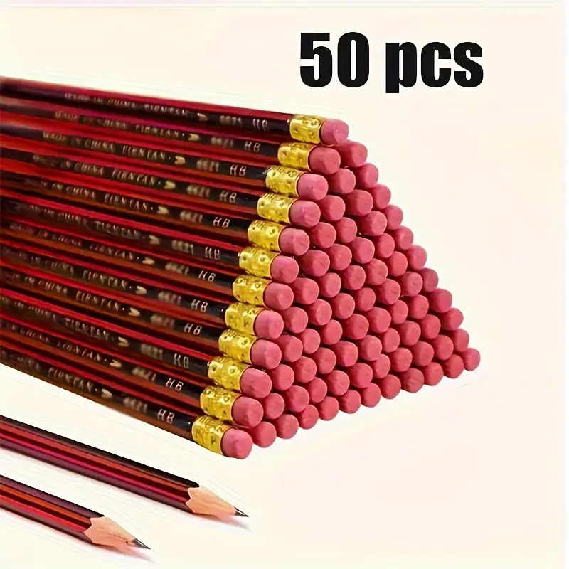 50-Count High-Quality HB Pencils with Eraser - Smooth Writing, Drawing & Shading for Classroom, Office and Studio - Premium Wood-Cased | Hexagonal Grip, Break-Resistant Lead, Latex-Free Eraser for Note-Taking, Exams, Journaling and Artistic Projects - Image 7