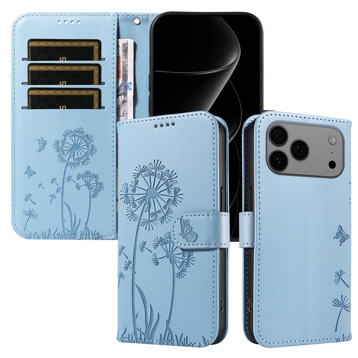 Magnetic Wallet Case Phone Case with Garden Floral Design, Compatible with iPhone 17/16/15/14/13/12/11/7/8 Full Series, Pro Max/Plus/Pro/Mini and XS Max/XR/X/XS, with Adjustable Strap and Card Slot, Unisex