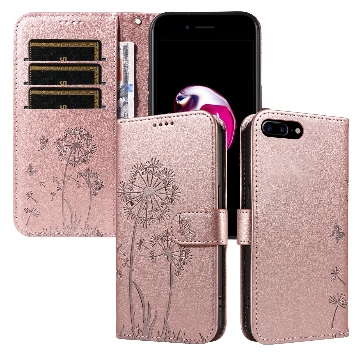 Magnetic Wallet Case Phone Case with Garden Floral Design, Compatible with iPhone 17/16/15/14/13/12/11/7/8 Full Series, Pro Max/Plus/Pro/Mini and XS Max/XR/X/XS, with Adjustable Strap and Card Slot, Unisex - Image 67