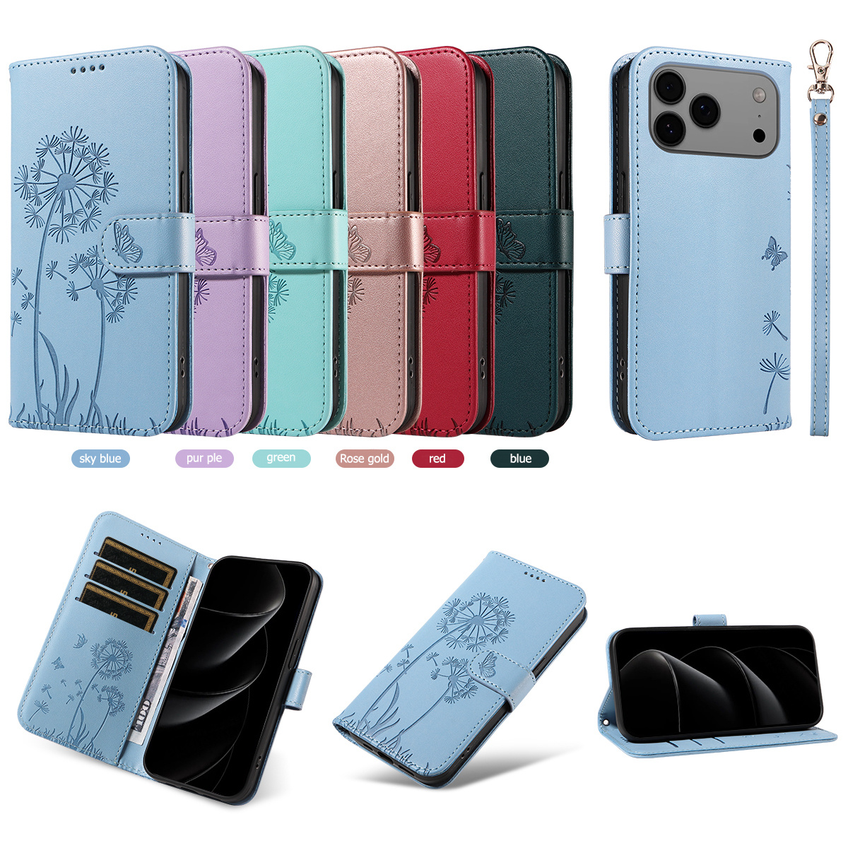 Magnetic Wallet Case Phone Case with Garden Floral Design, Compatible with iPhone 17/16/15/14/13/12/11/7/8 Full Series, Pro Max/Plus/Pro/Mini and XS Max/XR/X/XS, with Adjustable Strap and Card Slot, Unisex - Image 2