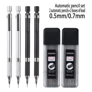 Creative Fine Writing Tools 0.5/0.7mm Semi Metal Automatic Pencil Set with A Retractable Pen That Is Not Easily Broken, Suitable for Sketching, Painting, and Office Stationery