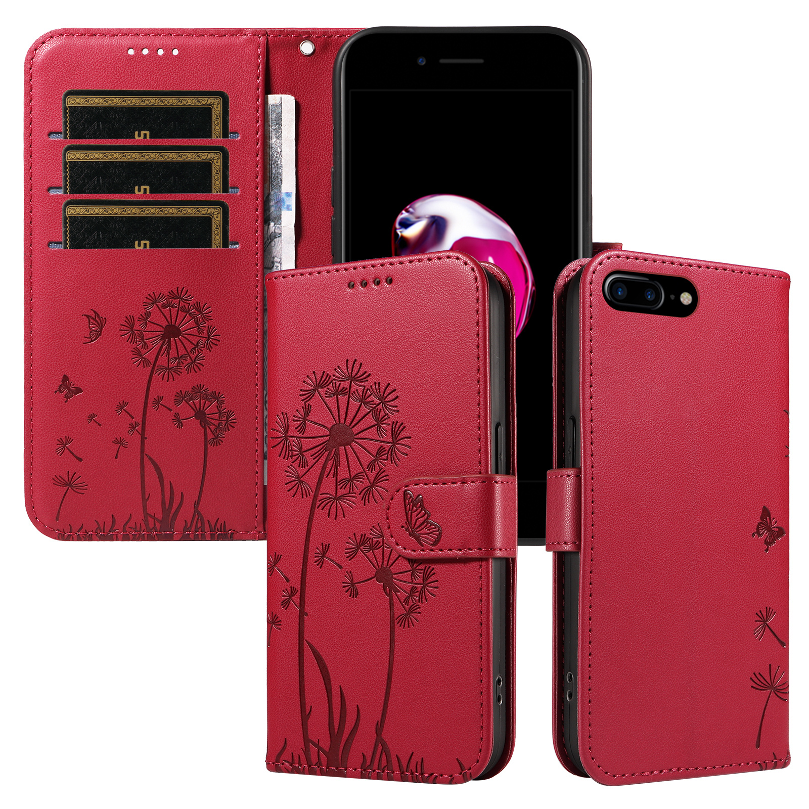 Magnetic Wallet Case Phone Case with Garden Floral Design, Compatible with iPhone 17/16/15/14/13/12/11/7/8 Full Series, Pro Max/Plus/Pro/Mini and XS Max/XR/X/XS, with Adjustable Strap and Card Slot, Unisex - Image 66
