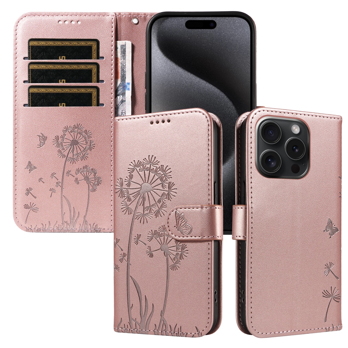 Magnetic Wallet Case Phone Case with Garden Floral Design, Compatible with iPhone 17/16/15/14/13/12/11/7/8 Full Series, Pro Max/Plus/Pro/Mini and XS Max/XR/X/XS, with Adjustable Strap and Card Slot, Unisex - Image 46