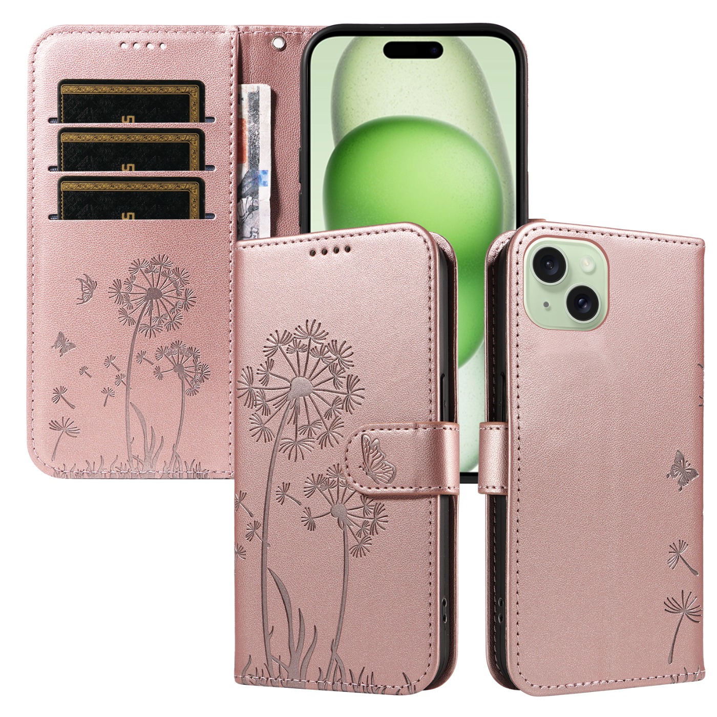 Magnetic Wallet Case Phone Case with Garden Floral Design, Compatible with iPhone 17/16/15/14/13/12/11/7/8 Full Series, Pro Max/Plus/Pro/Mini and XS Max/XR/X/XS, with Adjustable Strap and Card Slot, Unisex - Image 43