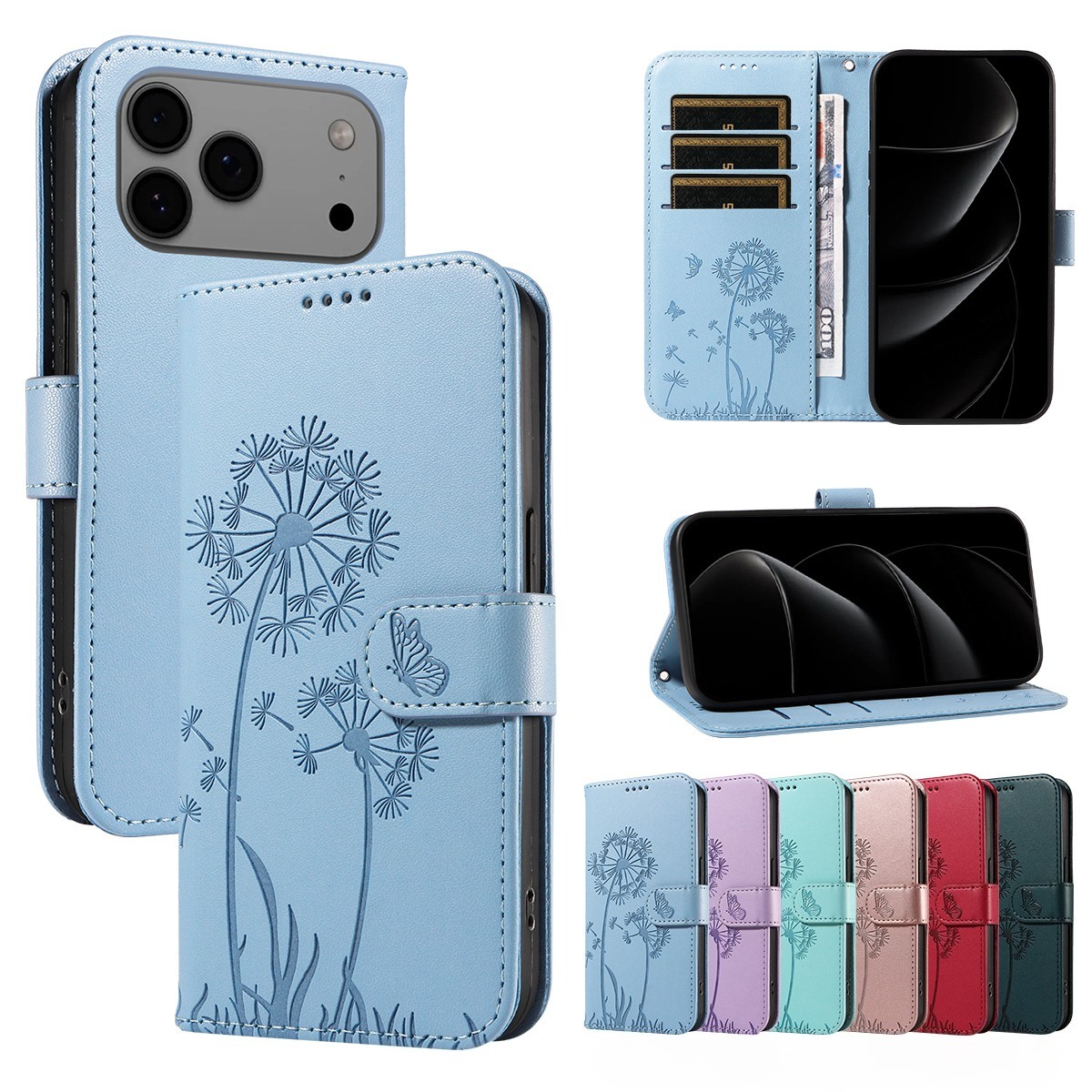 Magnetic Wallet Case Phone Case with Garden Floral Design, Compatible with iPhone 17/16/15/14/13/12/11/7/8 Full Series, Pro Max/Plus/Pro/Mini and XS Max/XR/X/XS, with Adjustable Strap and Card Slot, Unisex
