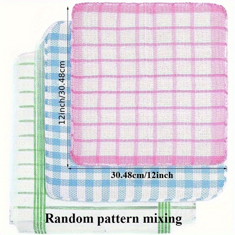 10pcs Random Color Double Sided Dishwashing Cloth, Kitchen Housekeeping Cleaning Cloth, Non Shedding Plaid Cleaning Cloth, Stain Remover Scouring Pad, Cleaning Tools - Image 8