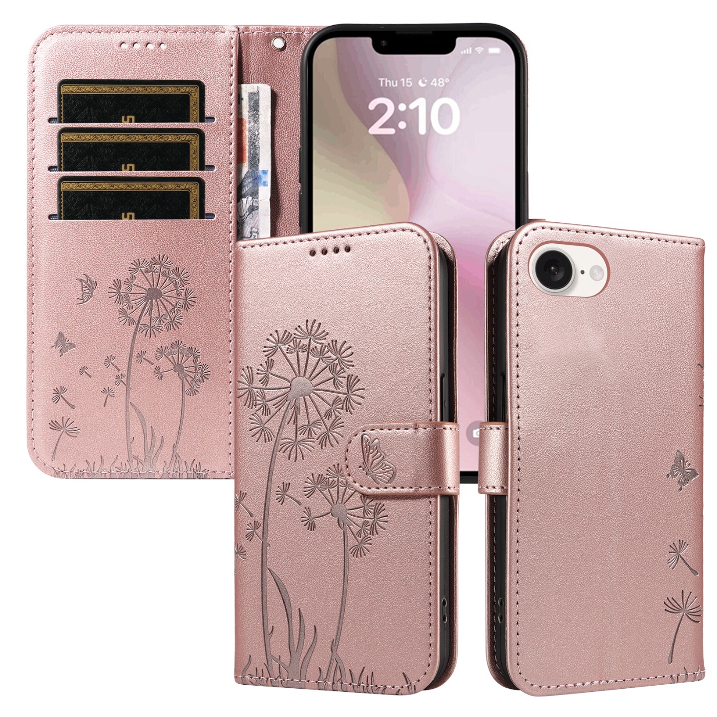 Magnetic Wallet Case Phone Case with Garden Floral Design, Compatible with iPhone 17/16/15/14/13/12/11/7/8 Full Series, Pro Max/Plus/Pro/Mini and XS Max/XR/X/XS, with Adjustable Strap and Card Slot, Unisex - Image 34