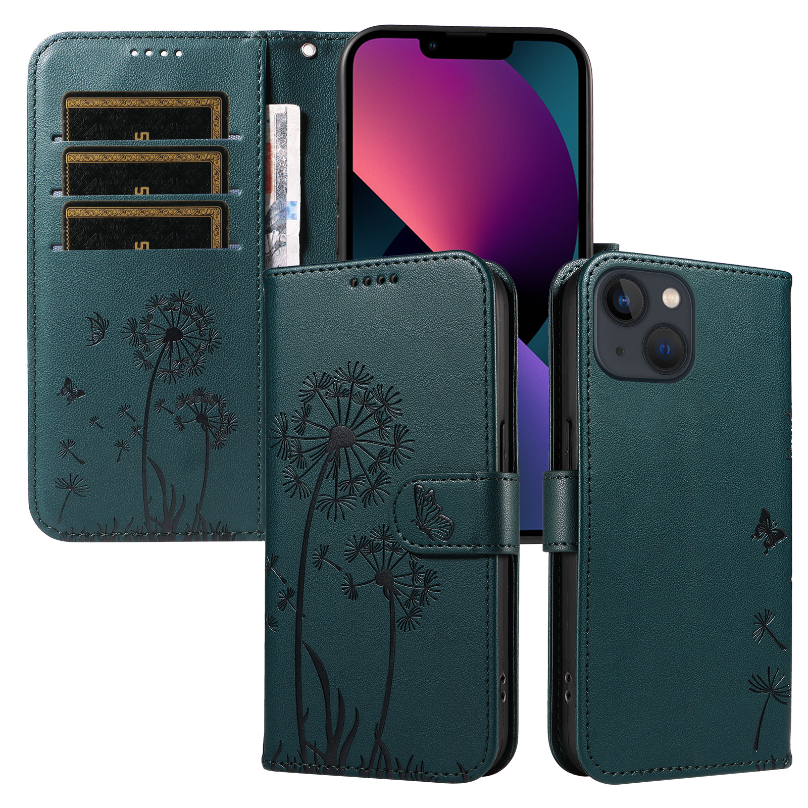 Magnetic Wallet Case Phone Case with Garden Floral Design, Compatible with iPhone 17/16/15/14/13/12/11/7/8 Full Series, Pro Max/Plus/Pro/Mini and XS Max/XR/X/XS, with Adjustable Strap and Card Slot, Unisex - Image 55