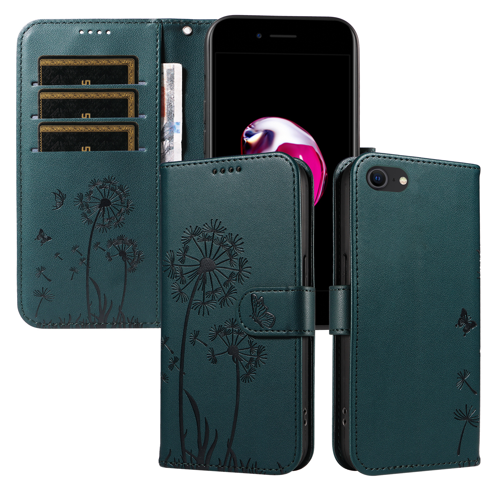 Magnetic Wallet Case Phone Case with Garden Floral Design, Compatible with iPhone 17/16/15/14/13/12/11/7/8 Full Series, Pro Max/Plus/Pro/Mini and XS Max/XR/X/XS, with Adjustable Strap and Card Slot, Unisex - Image 68