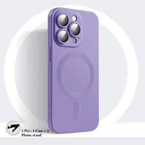 Phone Case - 2pcs: 1 Case And 1 Phone Stand Luxurious Magnetic Matte Protective Case Suitable with Lens Protection Film, for Iphone 17 16 15 14 13 12 11 Pro Max Plus Shock-Absorbing Shell Phone Case