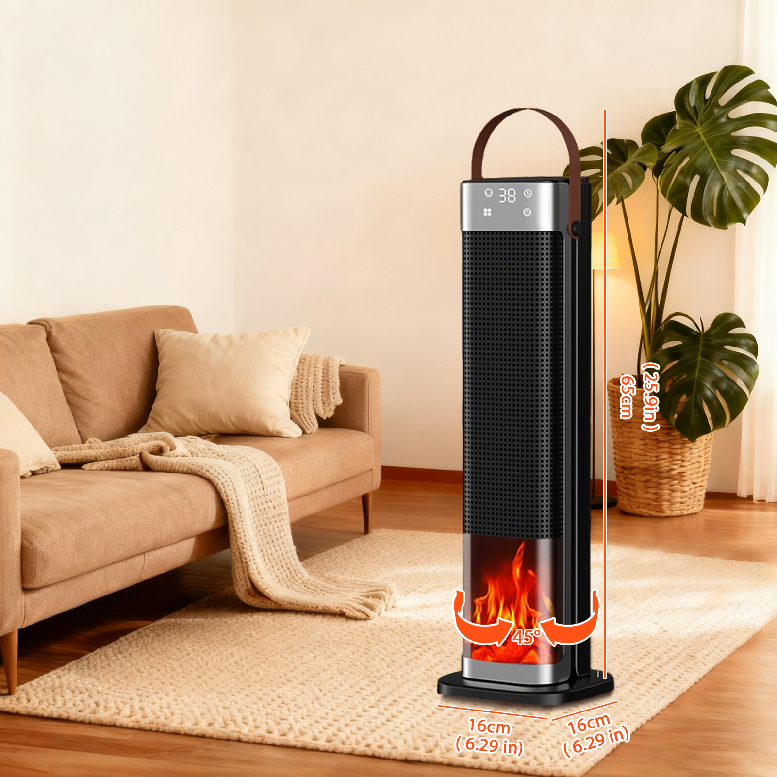 Yivke 1500W PTC Ceramic Space Heater with 3-Second Fast Heat & 36dB Ultra-Quiet - Whole Room Heater for Up to 150 Sq.Ft, 12H Timer, 3 Modes, Overheat & Tip-Over Protection, Portable for Office, Bedroom, Living Room - Image 6