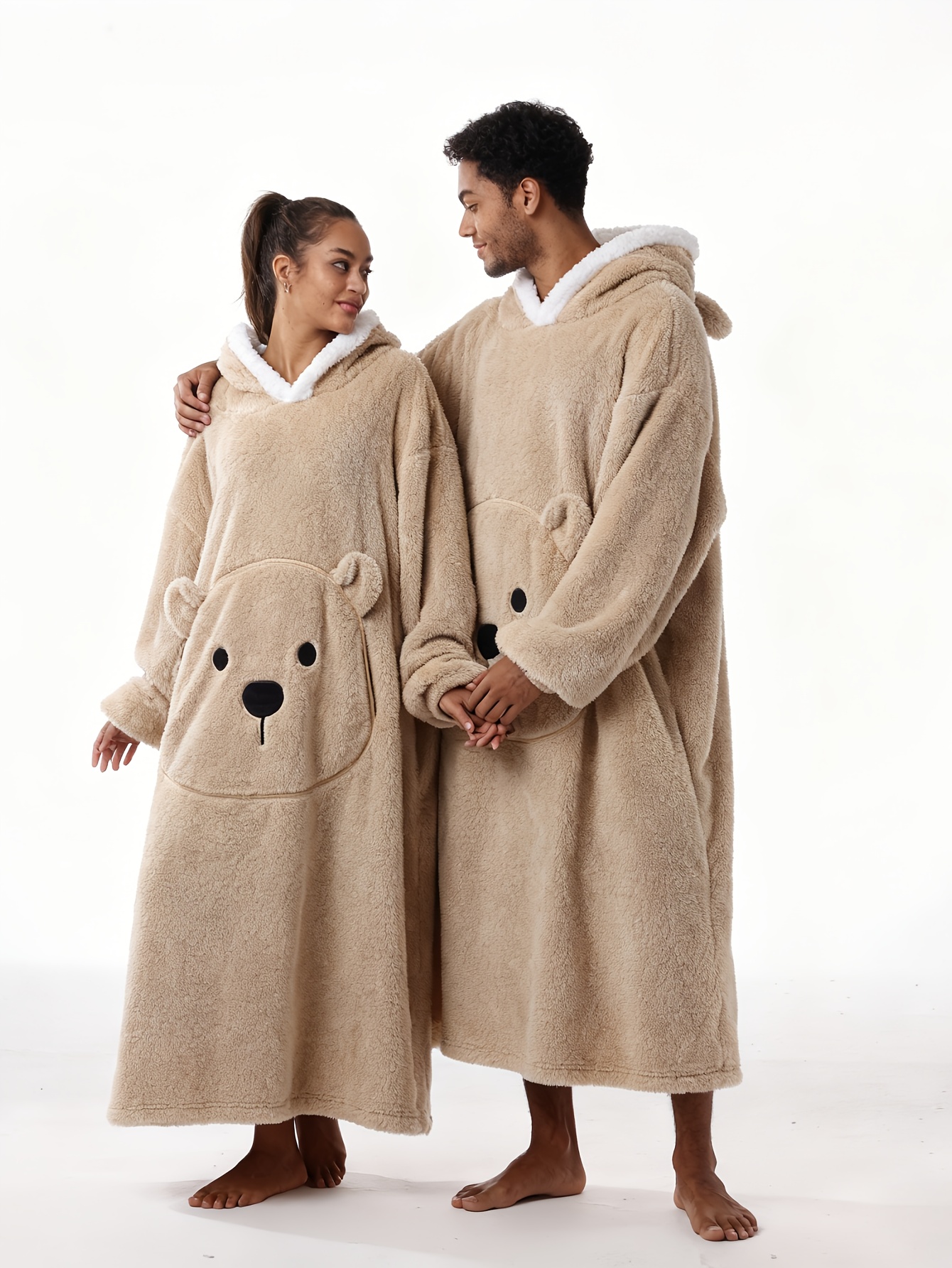 Winter Style--Fleece Style--Christmas--New Year Style--Extra Long, Extra Large, And Extra Thick--Bear Pocket--Men'S Novelty Hoodie--Machine Washable--13 Colors Available--Recommended Height 64.17inch-74.8inch/Recommended Weight 110.23LB-220.46LB--One Size--Suitab