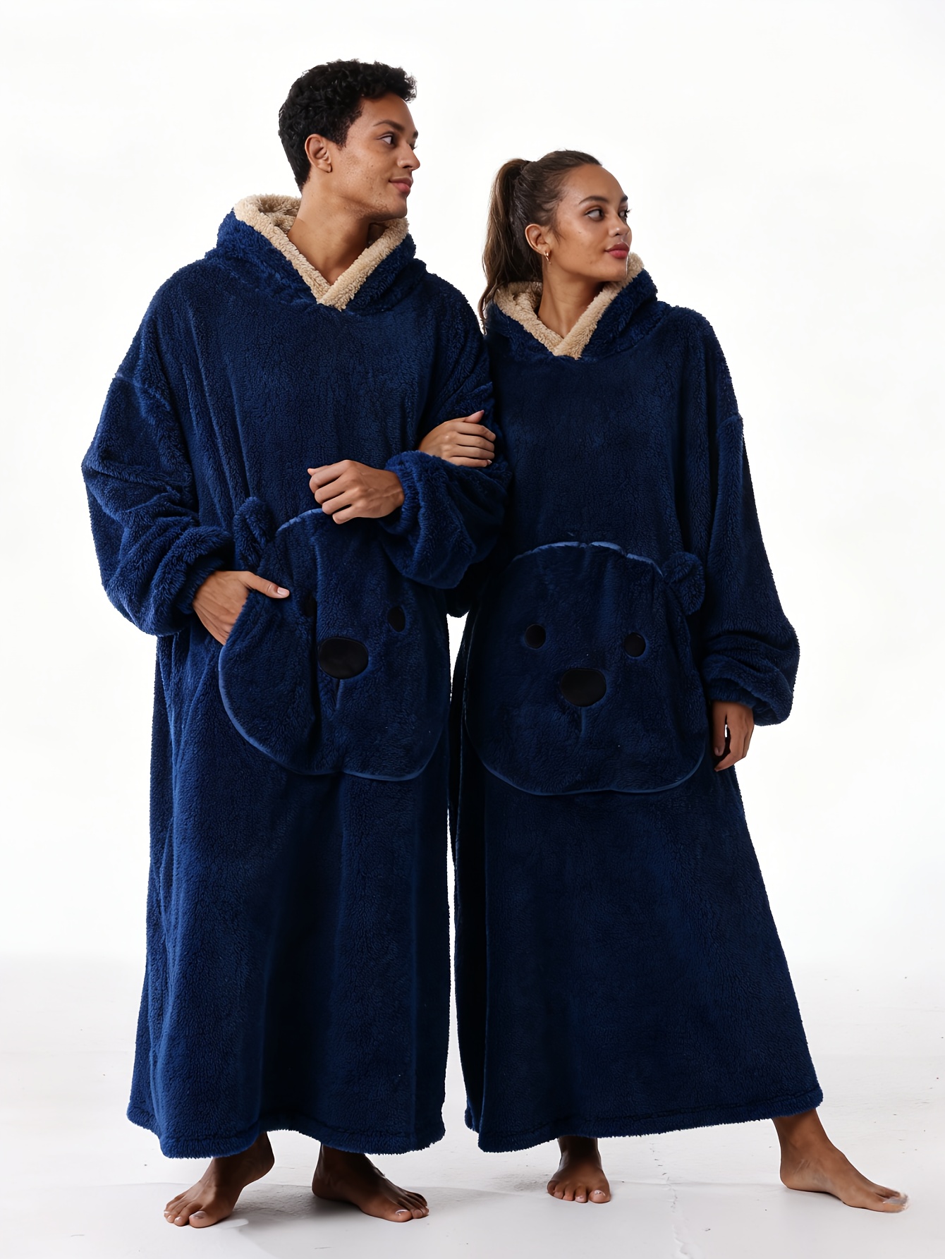 Winter Style--Fleece Style--Christmas--New Year Style--Extra Long, Extra Large, And Extra Thick--Bear Pocket--Men'S Novelty Hoodie--Machine Washable--13 Colors Available--Recommended Height 64.17inch-74.8inch/Recommended Weight 110.23LB-220.46LB--One Size--Suitab