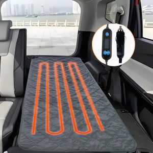 12V Electric Heating Blanket, Soft Crystal Velvet Material, Anti-Slip Back, 9 Heat Settings & 9 Timer Levels, Machine Washable, for Cold Weather Camping & Travel, Without Battery