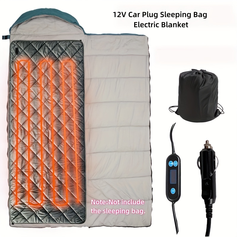 12V Electric Heating Blanket, Soft Crystal Velvet Material, Anti-Slip Back, 9 Heat Settings & 9 Timer Levels, Machine Washable, for Cold Weather Camping & Travel, Without Battery