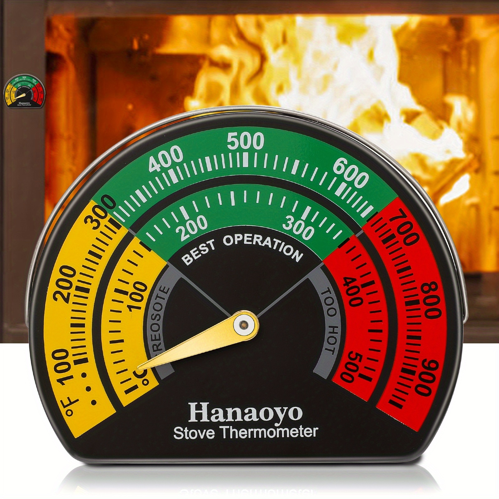 2pcs Stove Thermometer Magnetic Log Burner Thermometer, Stove Pipe Thermometer with Large Dial, Wood Burning Stove Thermometer Stove Top Meter for Wood Logs, Gas Stoves, Pellet Stoves