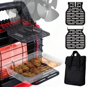 Universal Heater Bracket with Storage Bag - Multi-Purpose Holder for Wood Stove Fans & Heating Equipment, Outdoor Support for Camping/Patio/Garage Use, Durable Heating Accessories