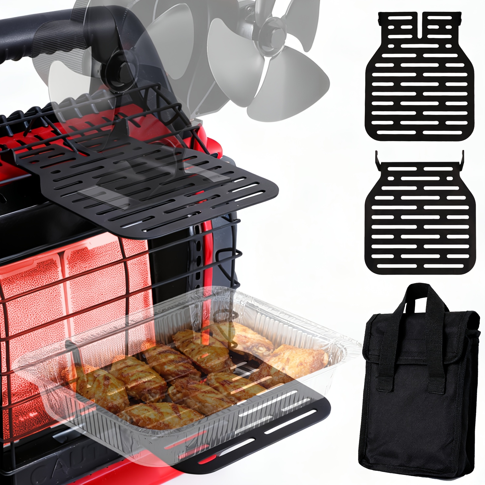 Universal Heater Bracket with Storage Bag - Multi-Purpose Holder for Wood Stove Fans & Heating Equipment, Outdoor Support for Camping/Patio/Garage Use, Durable Heating Accessories