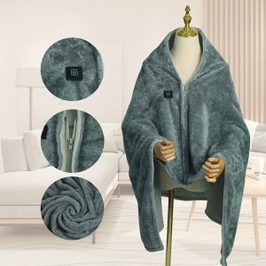 USB Electric Heating Blanket 3 Heating Setting and 10 Hours Auto Shut Off Soft Plush Blanket Heated Throw Wearable Shawl for Friend and Family Christmas Mother's Day All Seasons for Gifts Machine Washable (150*80cm/59*31.4inch)