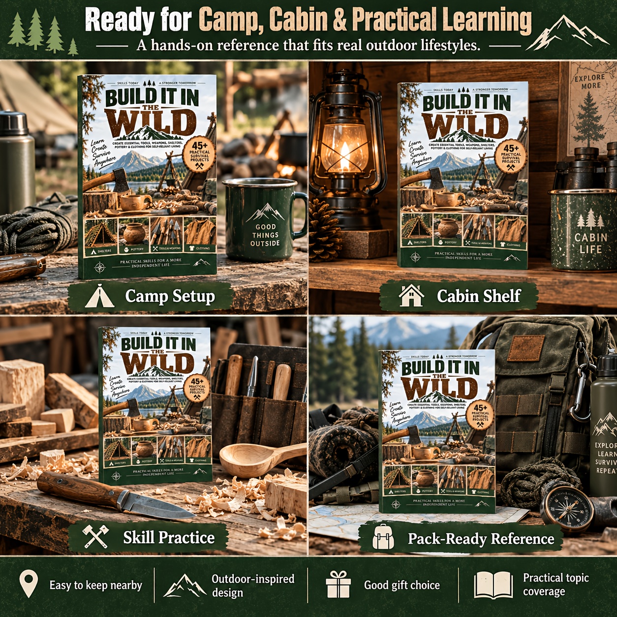 Outdoor Survival Tools Weapons Shelter Building Guide Survival Manual Zero-Base Beginner 45+ Practical Items Outdoor Book Pottery Clothing Making Self-Sufficiency Life Skills Family Essential Tool Book (Color Printing) - Image 5