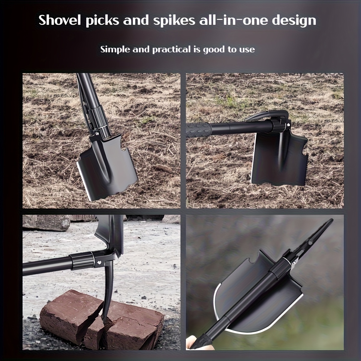 Ultra-Light 1pc Tactical Folding Shovel - Survival Shovel with Saw, Pick, And Camouflage Bag | Durable, Ideal for Camping, Hiking, And Outdoor Adventures | Multifunctional Tool | Sturdy Construction