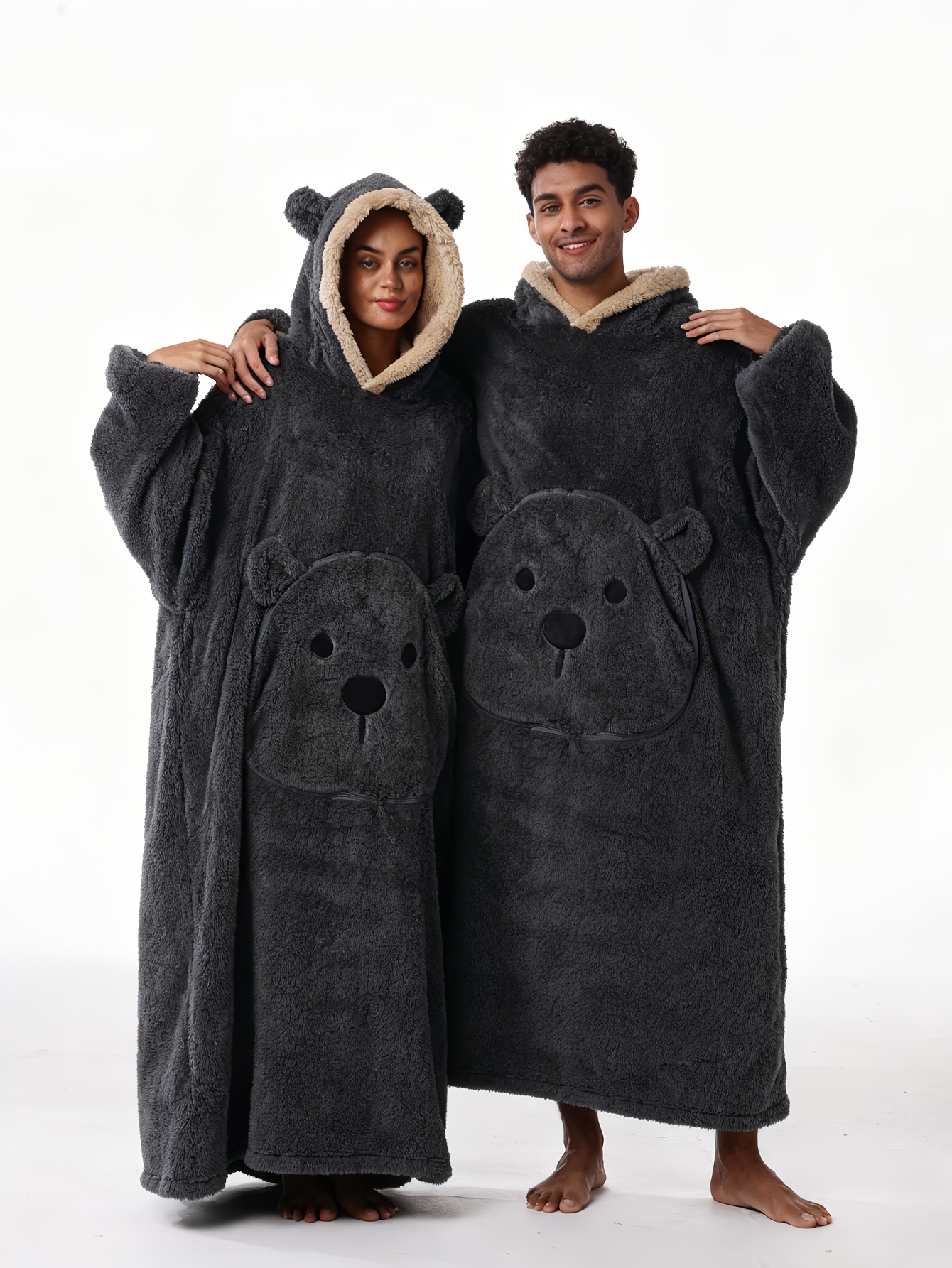 Winter Style--Fleece Style--Christmas--New Year Style--Extra Long, Extra Large, And Extra Thick--Bear Pocket--Men'S Novelty Hoodie--Machine Washable--13 Colors Available--Recommended Height 64.17inch-74.8inch/Recommended Weight 110.23LB-220.46LB--One Size--Suitab