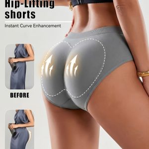 1pc Women'S Solid Color Shaping Shorts, Anti-Slip Silicone Butt Lift Pants, Removable Padding, Tummy Control And Butt Lifting Shorts, Suitable for Home Casual Fashion Sports Training